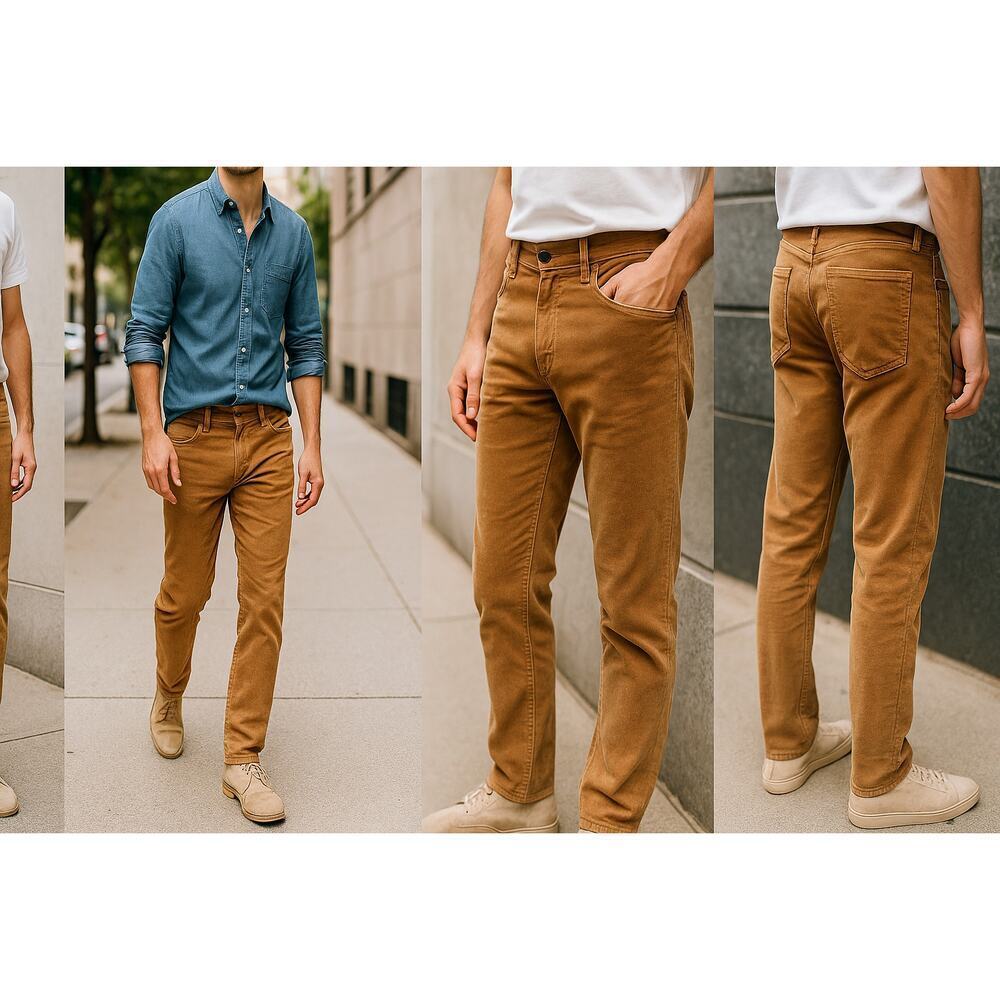 AG Adriano Goldschmied The Nolan Relaxed Slim Corduroy Pants 27R Tan Brown USA